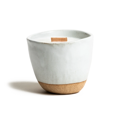 Medium Speckled White Two-Tone Candle