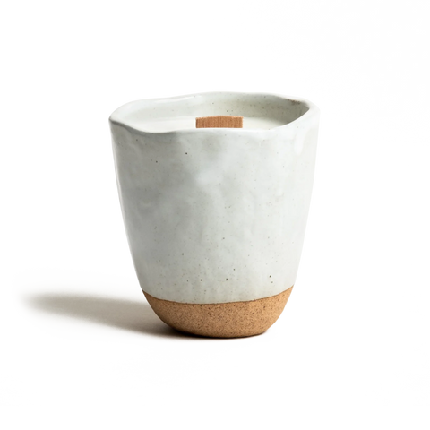 Large Speckled White Two-Tone Candle